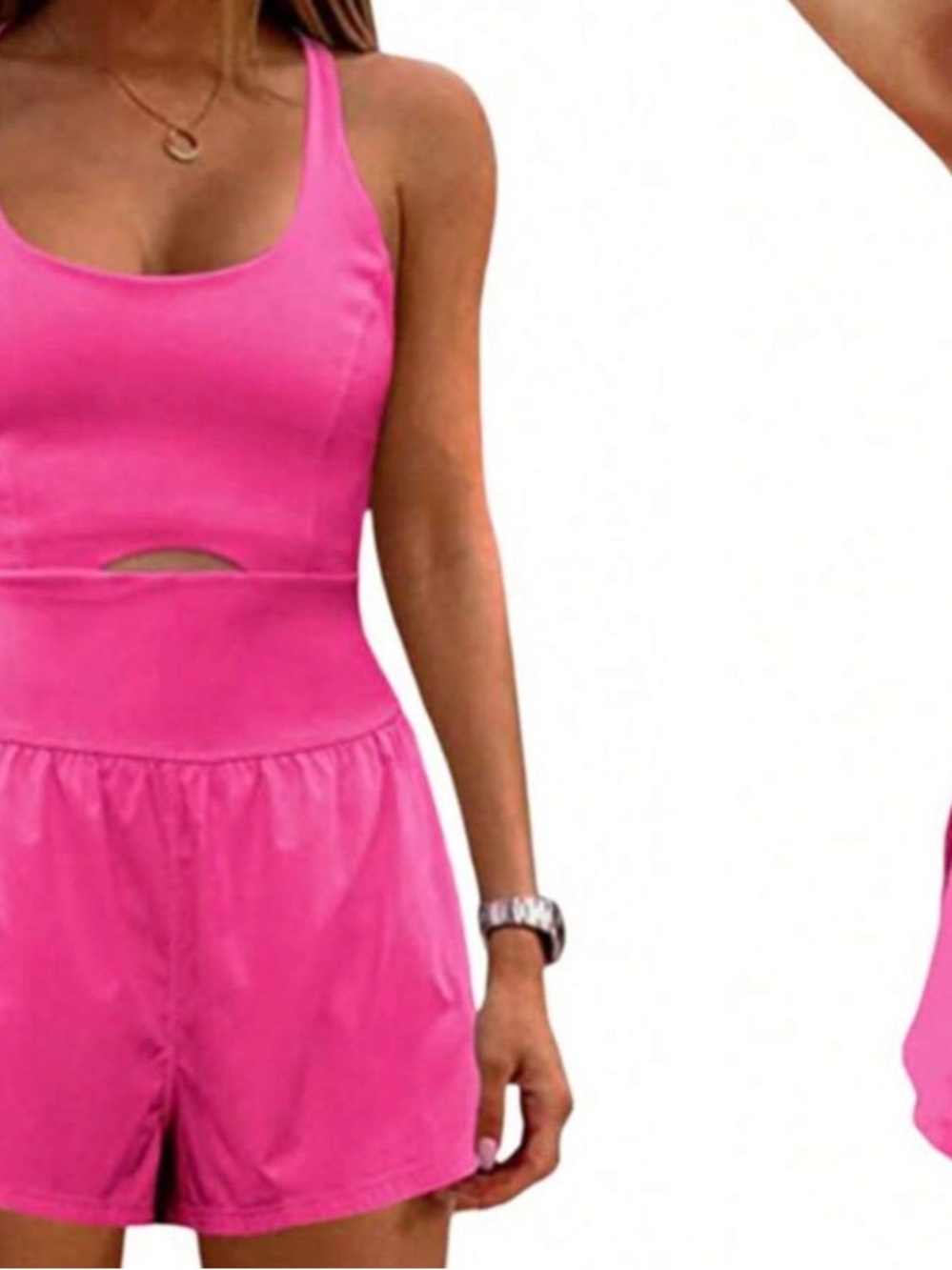 Amazon Pink Sleeveless Cutout Romper Jumpsuit